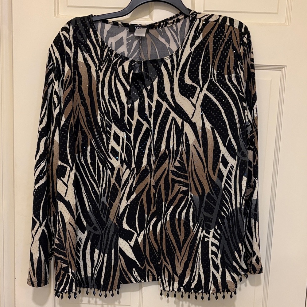 MSK Black and Brown Zebra Print Blouse